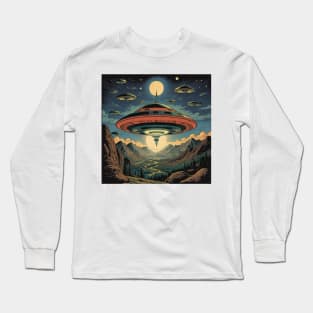 Flying Saucers Over The Mountains Long Sleeve T-Shirt
